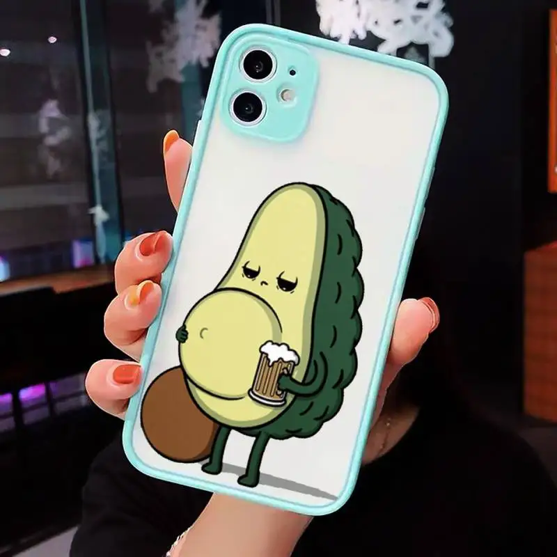 

interesting cute cartoon Avocado Phone Case matte transparent For iphone 7 8 11 12 plus mini x xs xr pro max cover