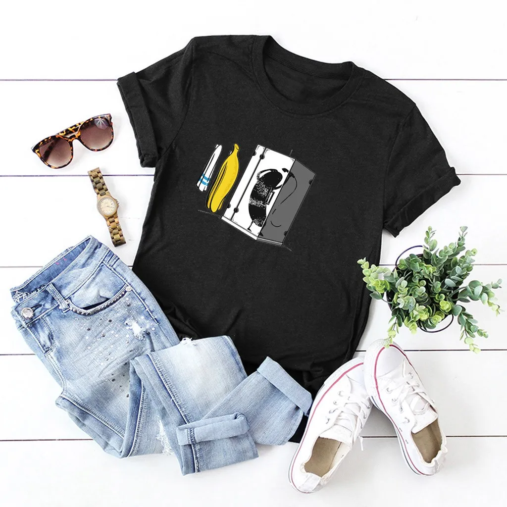 

New 2019 Summer Fashion Woman Fun Print Shirt Women Cotton Tee Casual O-Neck Short Sleeve Tops for Women blouse Shirt