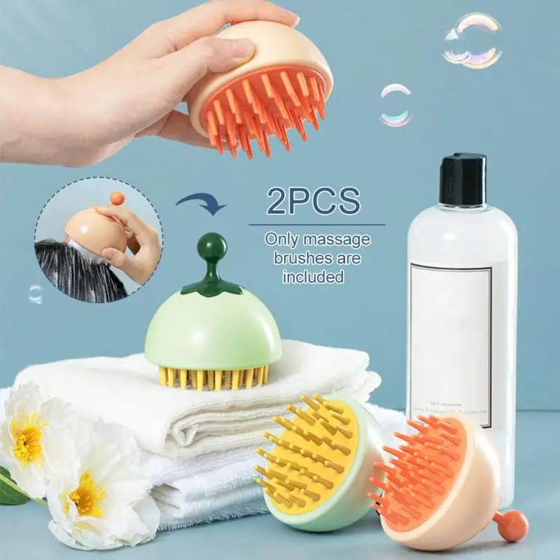 

2pc Silicone Massager Comb Scalp Shampoo Massage Brush Body Spa Slimming Hair Head Washing Comb Shower Bath Brush