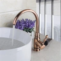 xueqin single handle kitchen bathroom basin sink faucet antique copper brass mixer tap deck mounted cold and hot