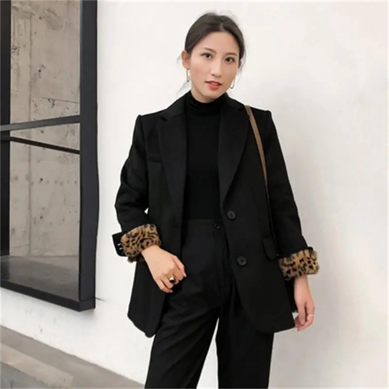 

fashion blazer female winter New high quality Woolen thickened suit women Loose casual Business blazers women Woolen coat women