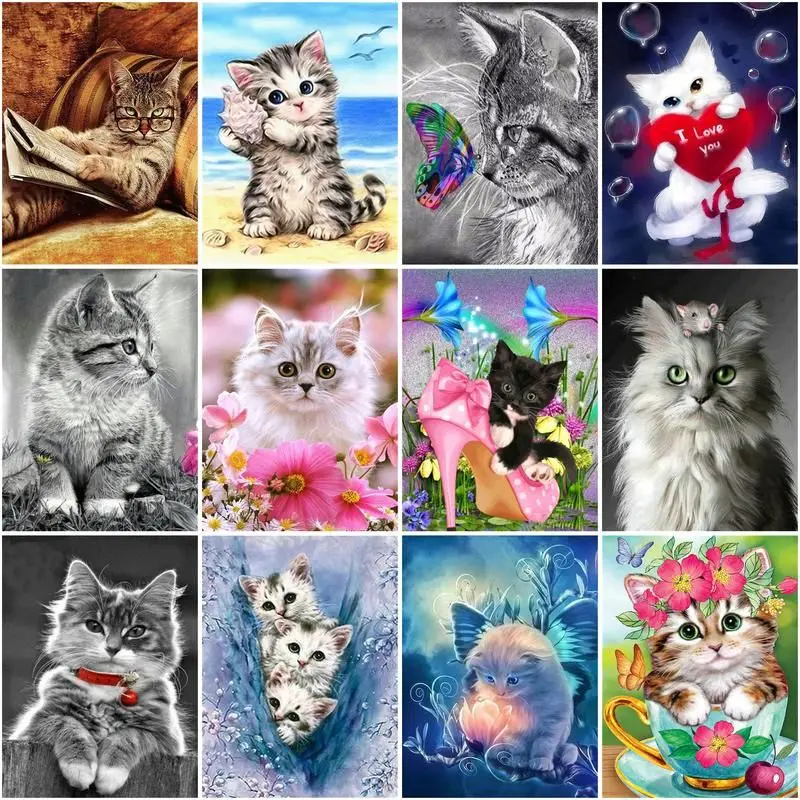 

CHENISTORY Picture Cute Cat Diy Painting By Numbers Kits Acrylic Paint By Numbers Animal Modern Wall Art Canvas Painting For Gif