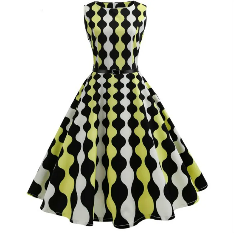 New Plus Size Womens Summer Dresses 50s 60s Robe Vintage Retro Pin Up Swing Polka Rockabilly Print Dress Vestidos | Женская одежда