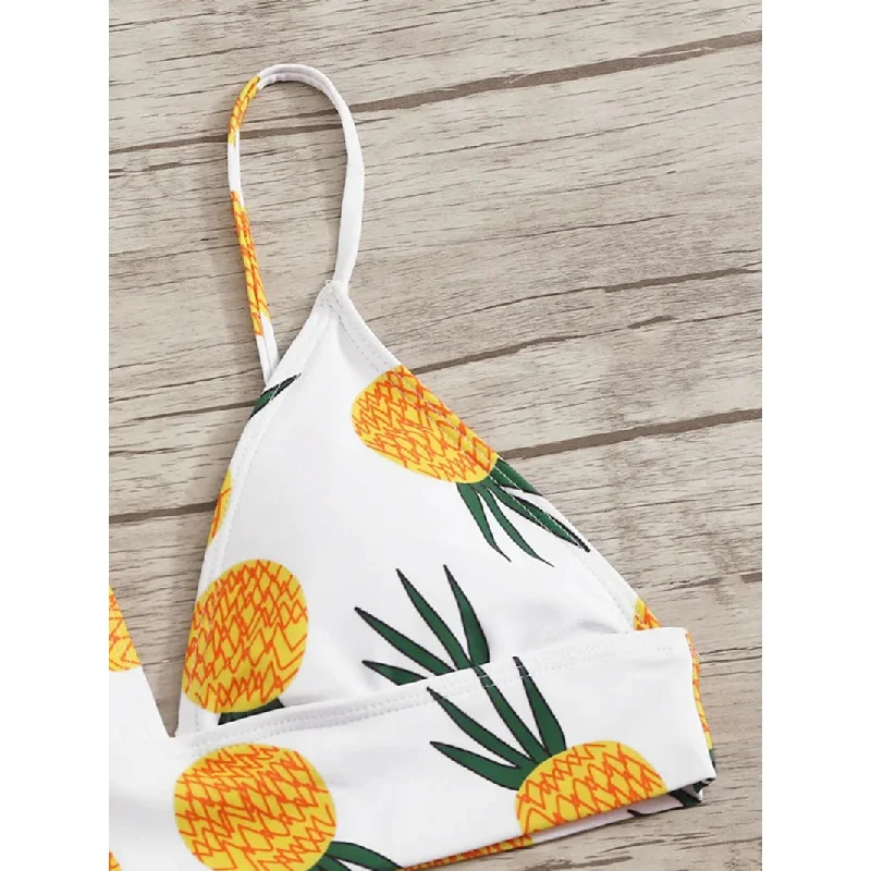 

2019 Sexy High Waist Print Bikini swimwear Women Halter Push Up Bikini Swimsuit female Biquini Watermelon pineapple Beach Wear
