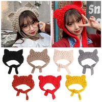accessory breathable outdoor travel cat ears knitted woolen hat warm winter bonnet hat beanies ear protection cap