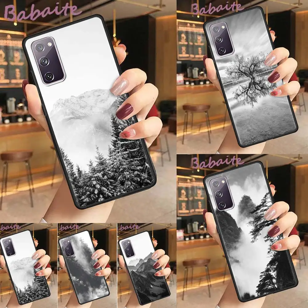 

Black White Mountain Tree Forest Cover for Samsung Galaxy S20 FE S21 S10 S9 Plus S8 Note 20 Ultra 10 Lite 9 8 Soft Phone Case