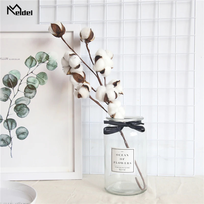 Натуральные Сушеные стебли хлопка Meldel букет сделай сам искусственный цветок