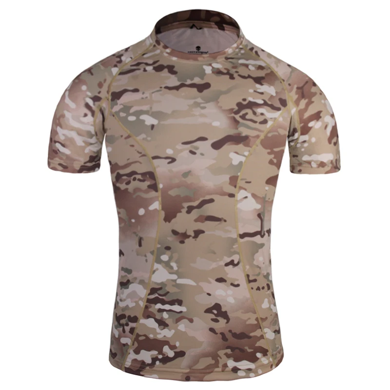 Goede Emersongear Tactische Skin Tight Base Layer Running Shirts Camouflage Shorts Mouwen Outdoor Sport Zweet-Wicking T-shirt EM8605