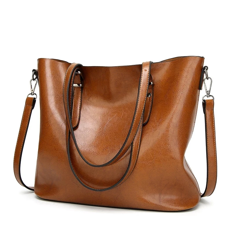 

Myvision Ladies Shoulder Bag Fashion Ladies Handbag Oil Wax Leather Large Capacity Handbag Casual PU Leather Lady Messenger Bag