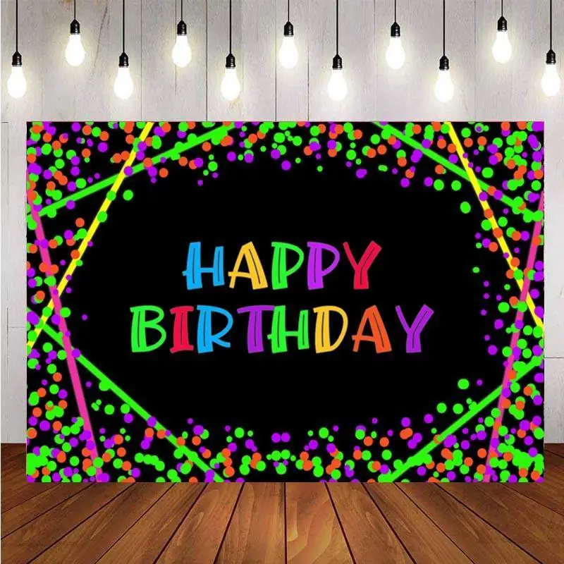 

Happy Birthday Party Photography Backdrop Colorful Polka Dots Photo Studio Background Decor Banner Prop