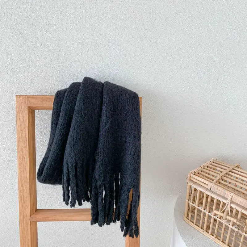 

Autumn and winter scarf women's bib niche all-match warmth dual-use tassel shawl GRAY22