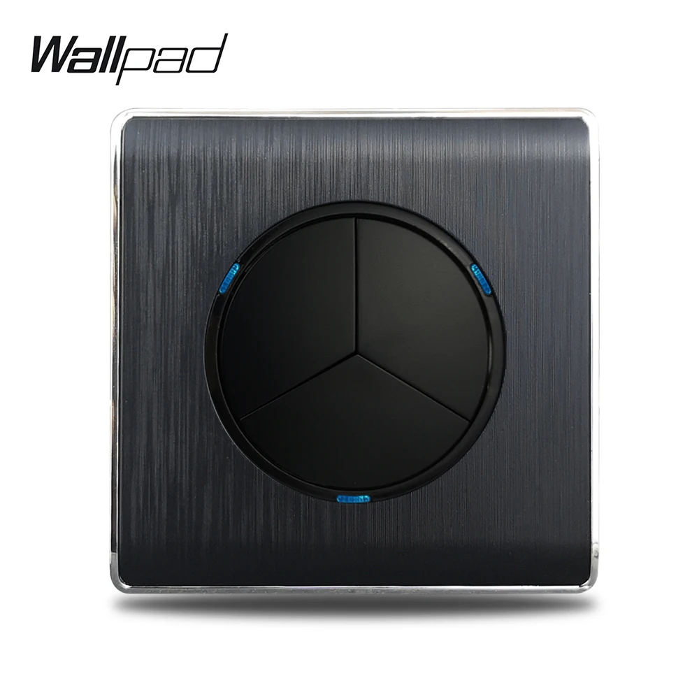 

3 Gang Switch Wallpad Black Brushed Plastic 1 Way 2 Way Cross Wall Light Switch Fireproof Plastic Wall Switch
