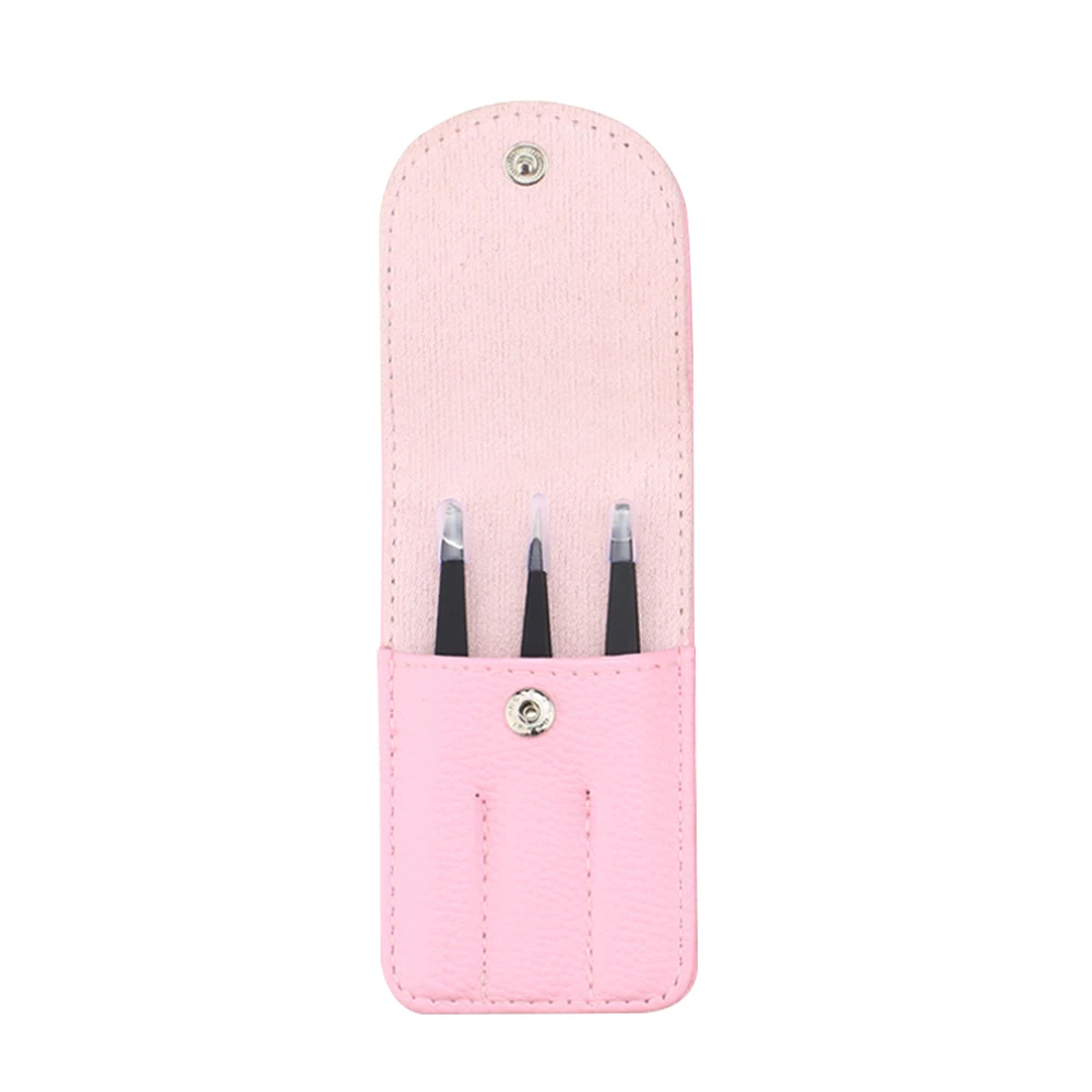 3Pcs-Pink 3 шт/набор Профессиональный пинцет для бровей из нержавеющей стали точечный наконечник/Наклонный наконечник/плоский наконечник снятие макияжа Набор инструментов TSLM1 - Цвет: 3Pcs-Pink