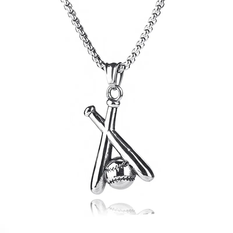 

Baseball Bat Pendant Necklace Men Hip-Hop RAP Street Culture Stainless Steel Silver Color Necklace Men Trend Fashion Jewelry