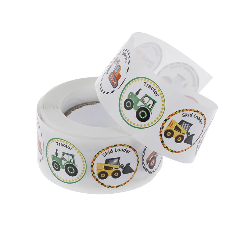 

New Truck Stickers For Kids Perforated Stationary Stickers Construction Car Birthday Party For Student Children 500PCS/Roll