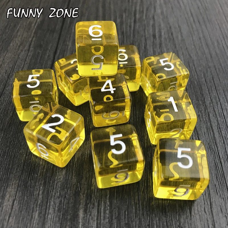 Высокое качество многогранный прозрачный/прозрачный цифровой D6 игральные кости