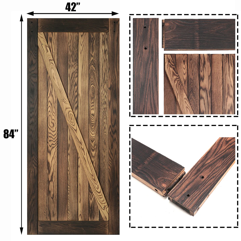 KINMADE 1-1/2in x 42in 84in Carbonized Solid Pine Pre-Drilled DIY Barn Door Sliding Wood | Обустройство дома