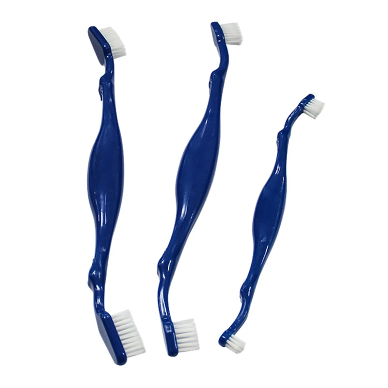 Зубная щетка для домашних животных пластиковая синяя двусторонняя (один большой