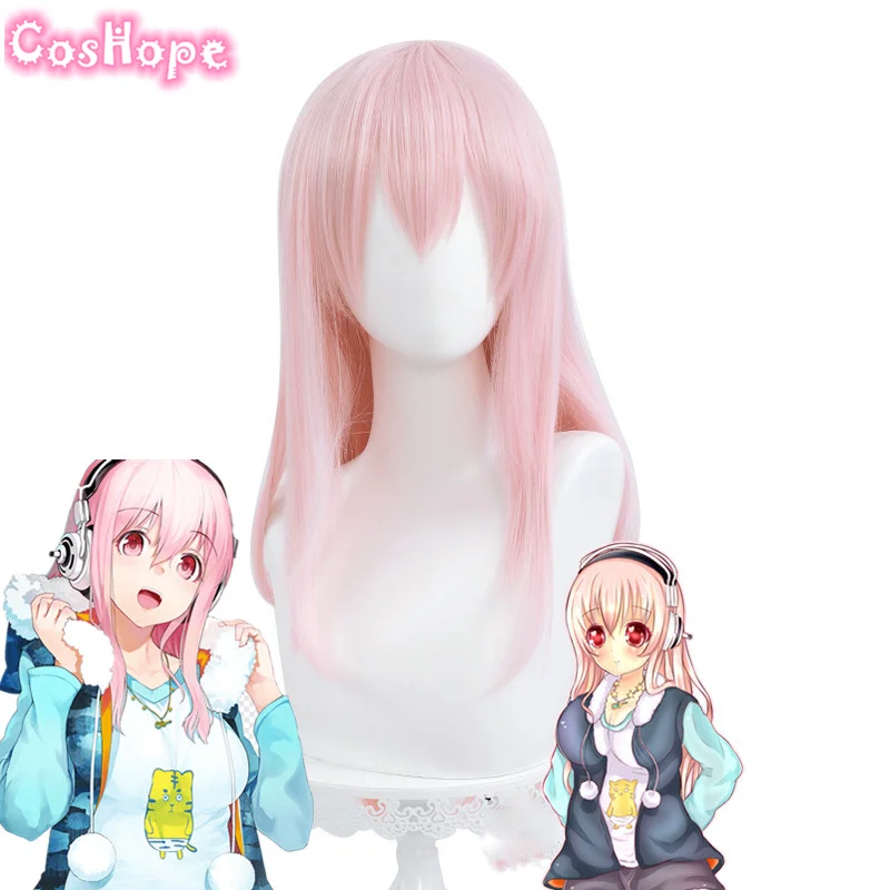 Женский длинный парик Super Sonico 60 см Рождественский розовый косплей из аниме
