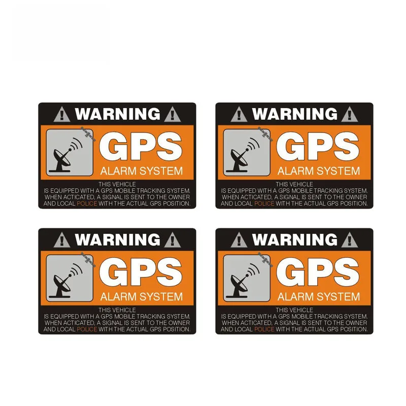 

4 X Warning Car Sticker GPS Alarm System Decal Creative Decals Waterproof Sunscreen Stickers for Auto Motorcycles PVC,8cm*5cm