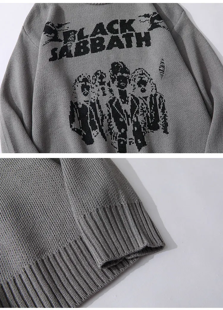 

Knitted Sweater Men Pullover Retro Vintage Hip Hop Streetwear Harajuku Loose O-Neck Mens Sweater 2020 Autumn Cotton Men Clothing
