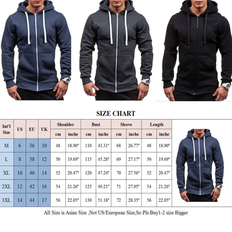 

Mens Warm Fleece Hoodie Sweatshirt Autumn Zipper Coat With Thermal Lined Drawstring Hat Hood Jacket Sweatshirt Outerwear
