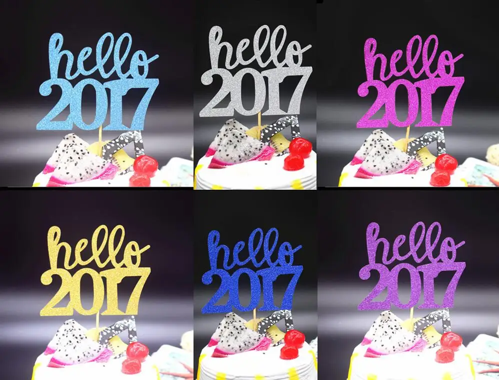 1 шт. разноцветные рождественские флаги Hello 2017 для свадьбы дня рождения торта