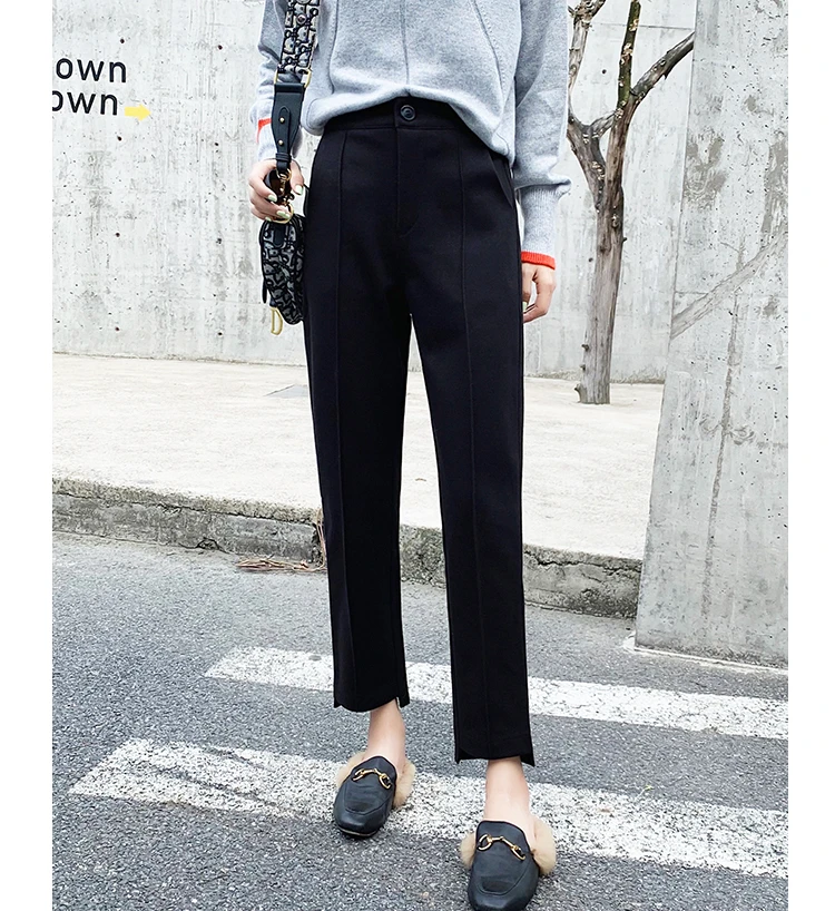 Женский Осенний офисный костюм брюки длиной до щиколотки повседневные Прямые с