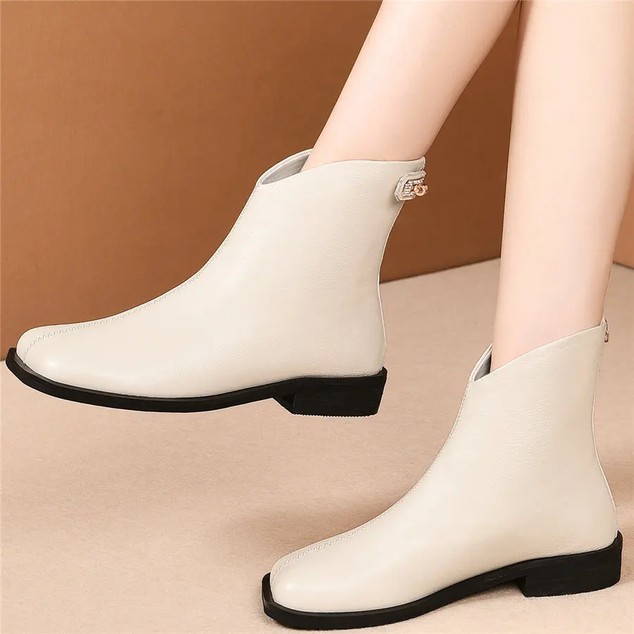 

Punk Shoes Women Genuine Leather Low Heel Motorcycle Boots Female Lace Up Platform Oxfords Shoes High Top Square Toe Ankle Boots