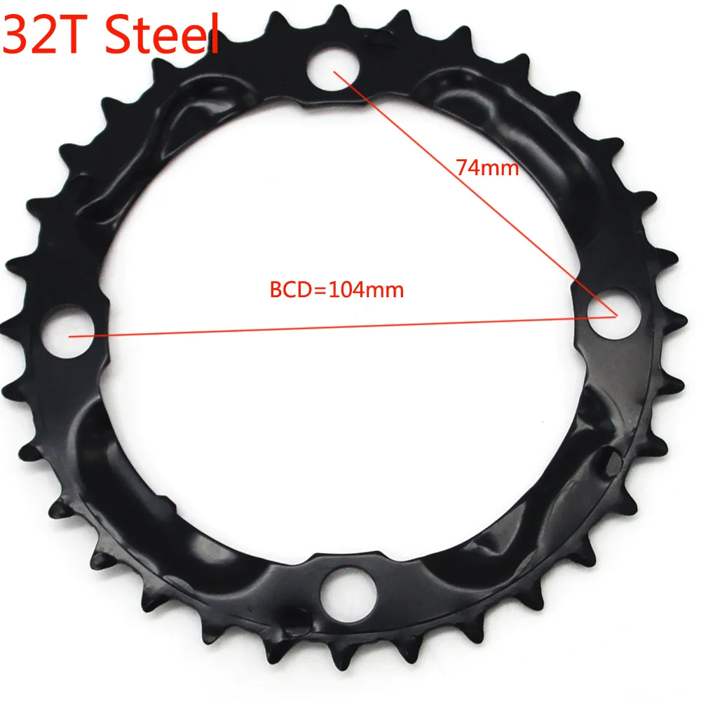 MTB кольцо цепи велосипеда цепь для SHIMANO SRAM Универсальный шатун 22 T/24 T/26 T/32 T/38 T/42 T/44 T 104BCD 64BCD велосипедная звездочка - Color: 32T steel