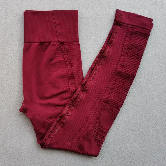 Red pants 2 шт./набор, бесшовный Женский спортивный костюм с эффектом омбре, одежда для тренажерного зала, тренировочная одежда с длинным рукавом, укороченный топ для фитнеса и резинки на попе, леггинсы, комплект для йоги - Цвет: Red pants