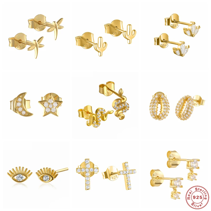 GS 925 стерлингового серебра милые серьги гвоздики в виде кактусов для женщин и