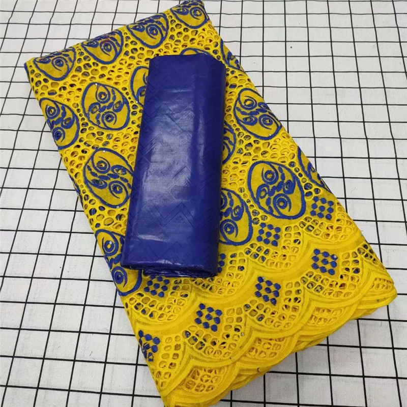 

Swiss voile lace fabric 2.5yards+2.5yards bazin brode fabric swiss voile lace fabric 100% cotton