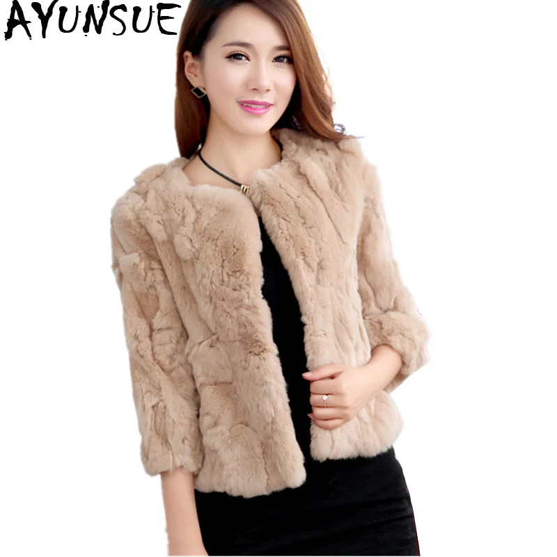 Natural Rex Rabbit Fur Coat Female Casual Real Fur Coats Short Warm Winter Jacket Women Rabbit Fur Jackets HF18C318