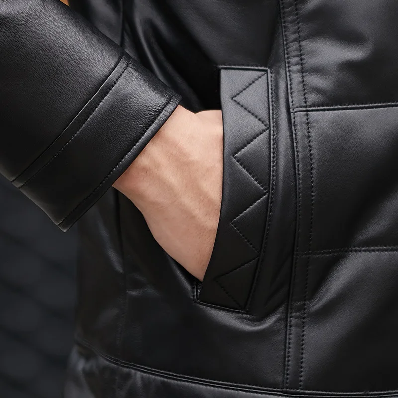 

JCHB 2021 Men's Jackets Real Leather Jacket Men Short Sheepskin Coat Warm Winter Down Coats Mink Fur Collar Korean Hommes Veste