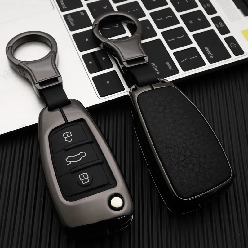 

Galvanzed Alloy&Leather Car Key Case Cover For Audi C6 A7 A8 R8 A1 A3 A4 A5 Q7 A6 C5 New A4L A6L QT S5 S7 TTS Auto Accessories