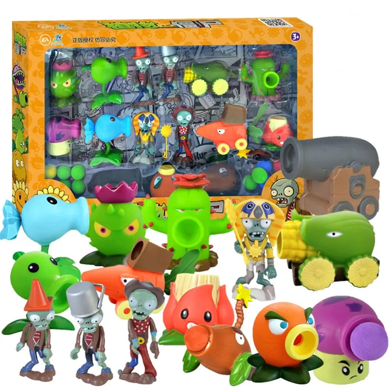 

2020new Genuine Plants Vs. Zombies Full Set Shooting Toy Action Figure Model Pea Shooter Sun Flower Bucket Child 's Gift 1/6 PVC