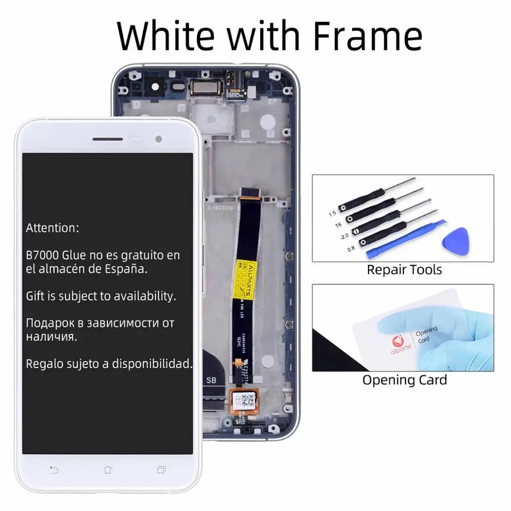 White with Frame Дисплей для ASUS Zenfone 3 ZE520KL Z017D Z017DA Z017DB LCD в сборе с тачскрином на рамке черный белый золотой - Цвет: White with Frame