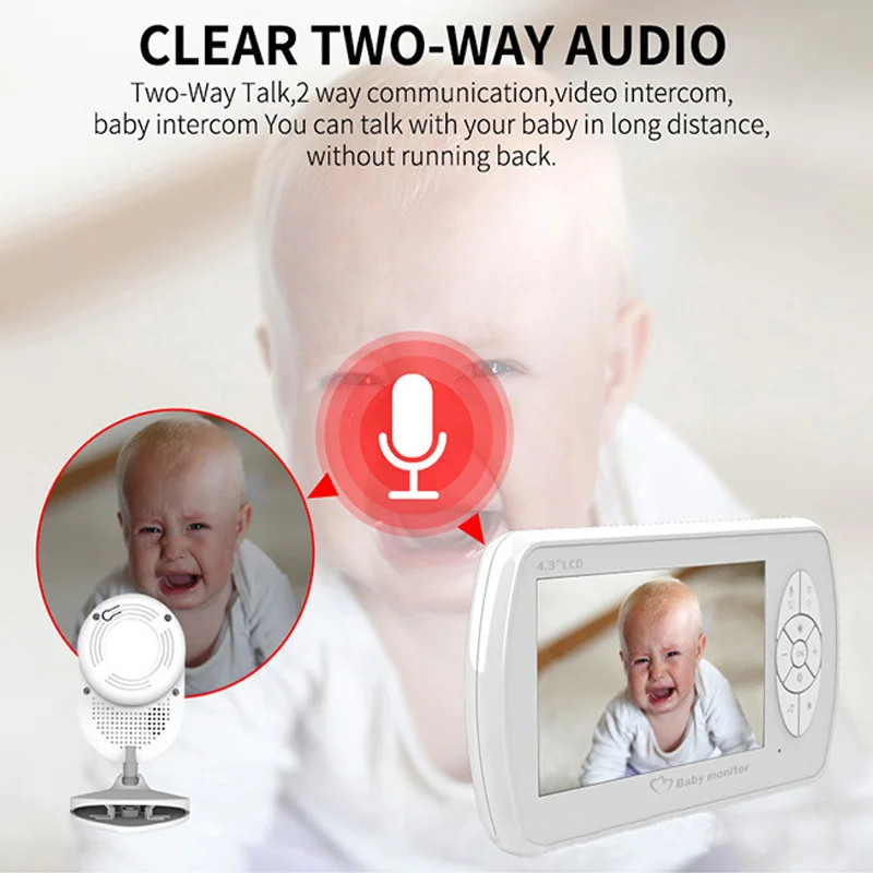 4 3 inch 1080p wireless baby monitor automatic lcd audio video security mini camera night vision baby room temperature detection free global shipping