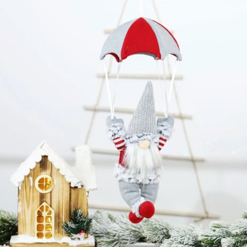 Christmas Faceless Gnome Santa Skydiving Old Man Parachute Xmas Tree Hanging Ornament Doll Home Pendant Gift Drop Party Supplies | Дом и сад