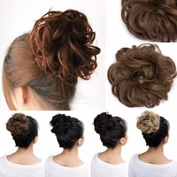 2019 fashion new women girls curly messy bun hair piece scrunchie updo cover hair extensions real as human