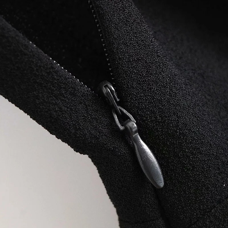 

New Arrival Summer Women Solid Dress Long Sleeves High Waist Zipper Ladies Dress Elegant Girls V-neck Causal Outfits