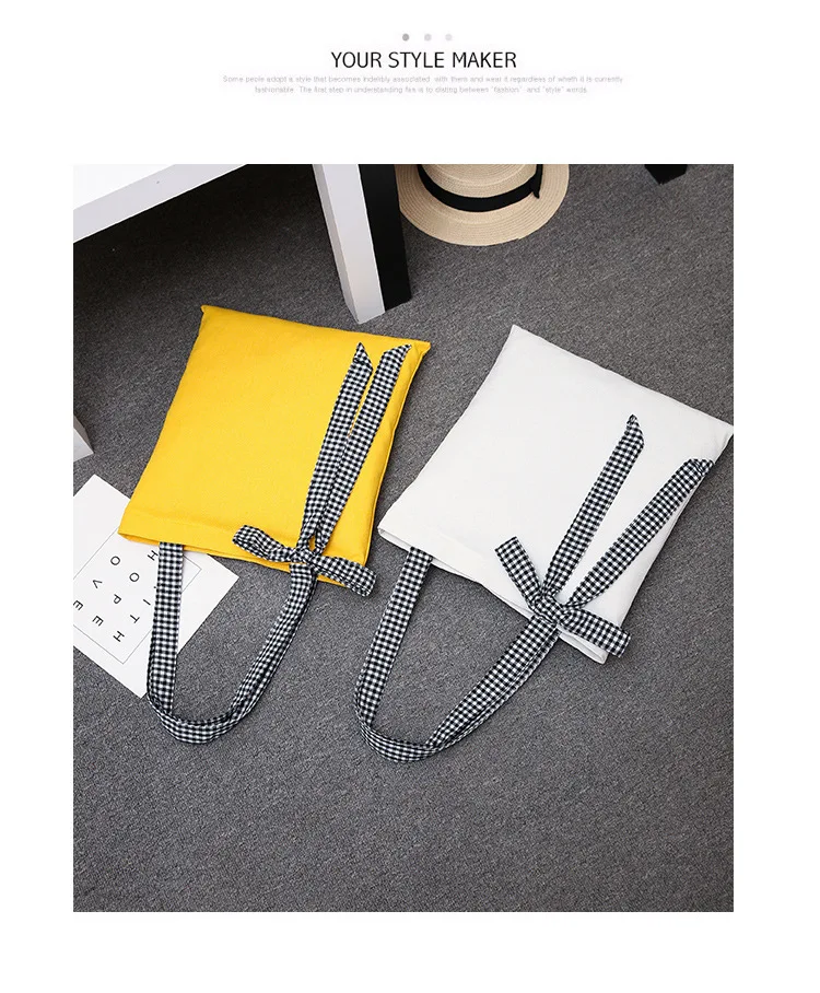 

New Fashionable Korean Canvas Handbag Simple and Versatile College Style One-shoulder Canvas Bag Multicolor Bowknot Handbag