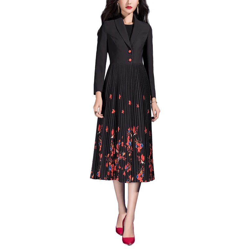 

2021 Spring New Casual Long Trench Coat Women Floral Print Windbreaker