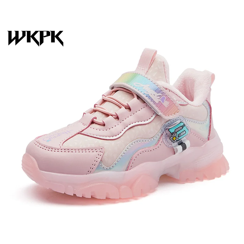 WKPK-zapatos de forro polar para ni&ntilde;os y ni&ntilde;as, calzado de cuero suave y c&oacute;modo, para ocio, Invierno-0