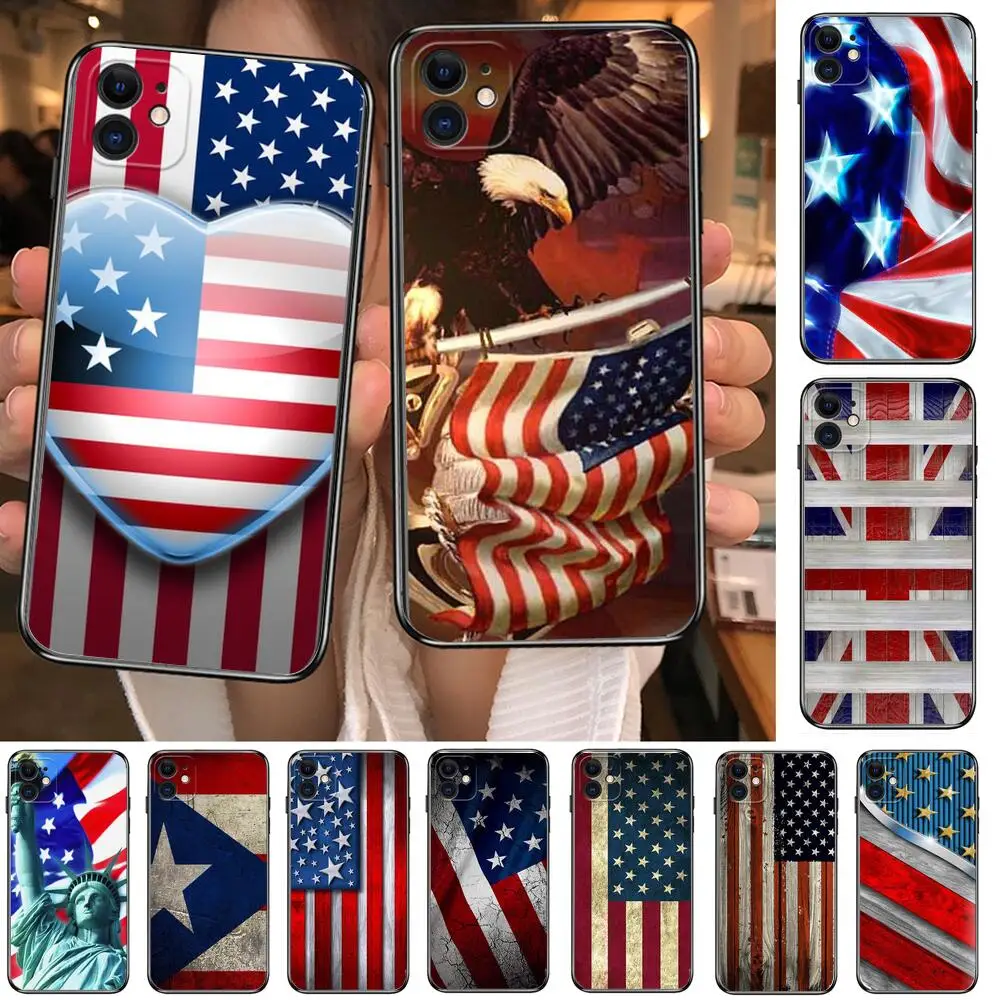 

USA American flag Phone Cases For iphone 11 Pro Max case 12 Pro Max 8 PLUS 7 PLUS 6S iphone XR X XS mini mobile cell women