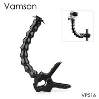 vamson for go pro accessories adjustable neck jaws flex clamp mount flexible tripod for gopro hero 10 9 8 7 6 5 for yi camera