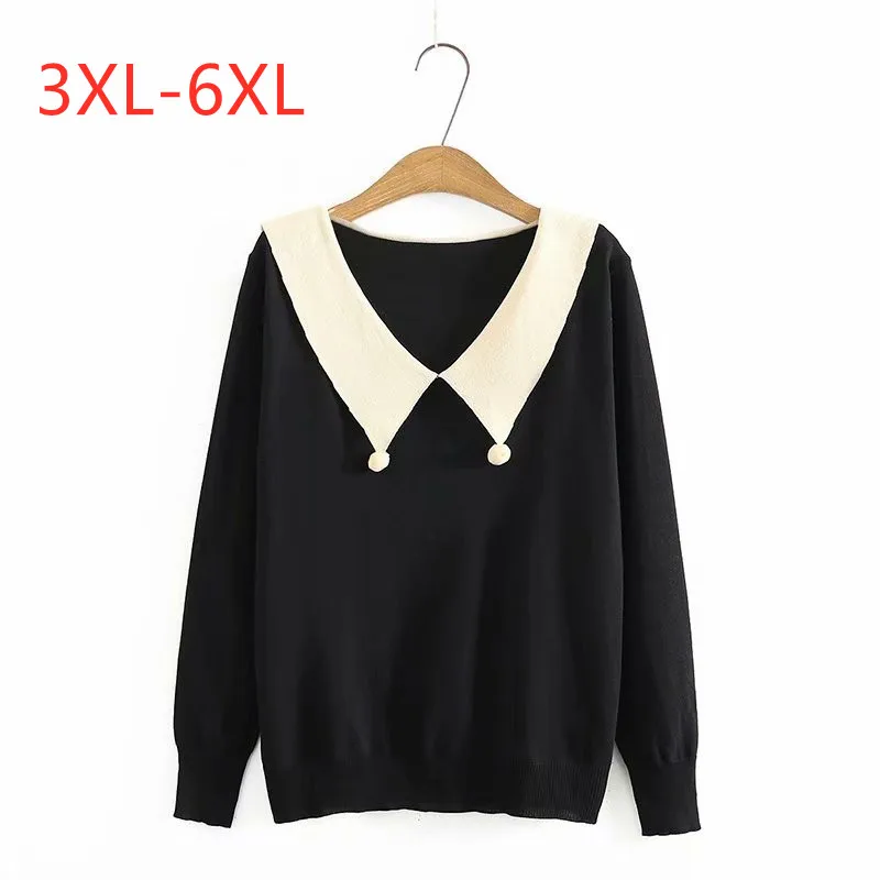 

Large women's autumn new baby collar long sleeve thin backing Pullover long sleeve plus size Sweater