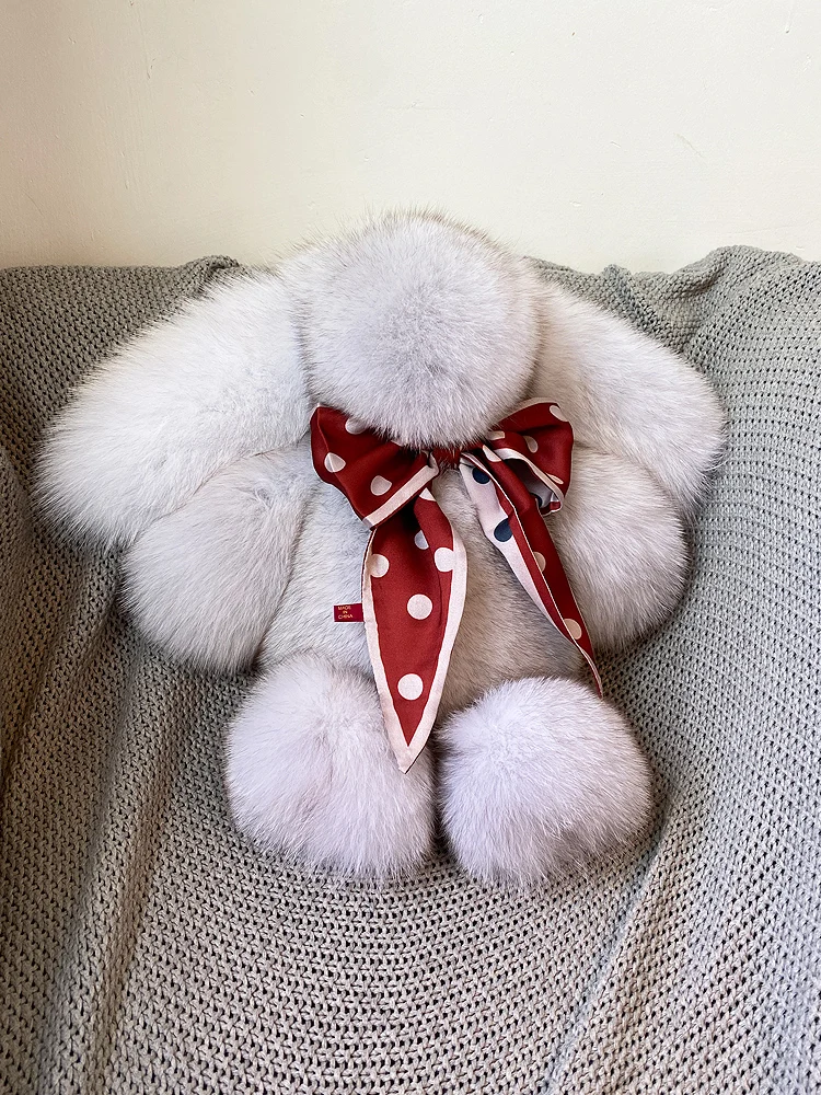 

Oversized long-eared plush rabbit doll cute fox fur rabbit doll real fur children toy girl gifts