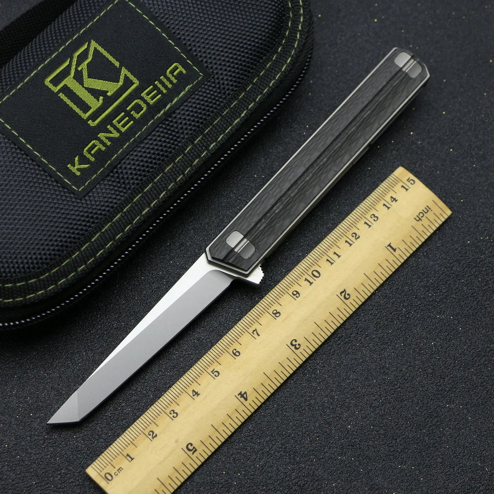 Складной нож Kanedeiia mini Qwaiken Flipper ручка из углеродного волокна лезвие D2 уличные